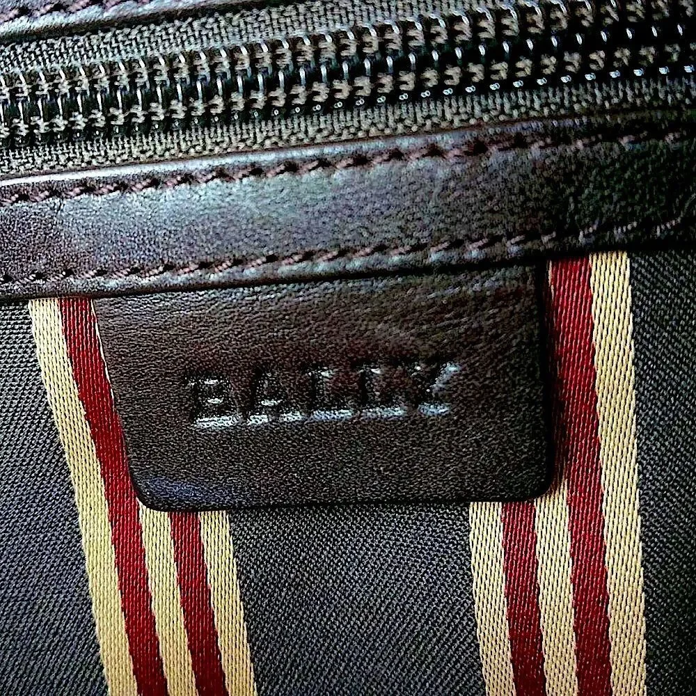 BALLY Brown Leather Trainspotting Work Bag Red Stripe Adjustable Shoulder Strap - Picture 10 of 16